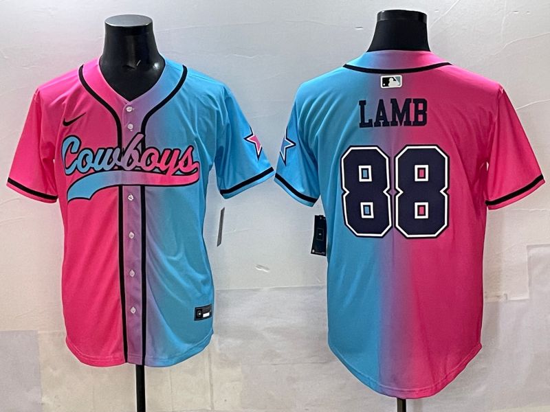 Men 2025 Dallas Cowboys #88 Lamb Blue pink Nike Limited NFL Jersey style 001